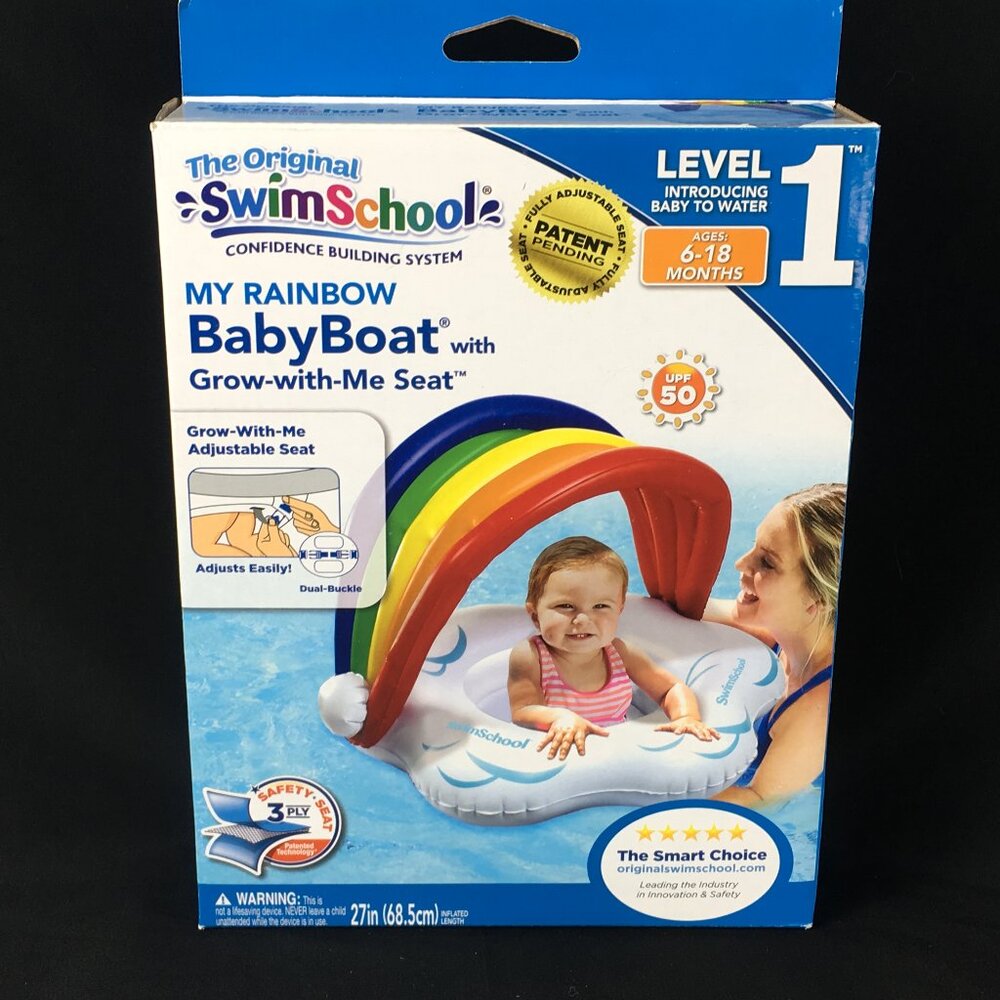 Grow With Me Baby Boat shade Canopy 6-18 MOS Level 1 Swim School Pool Float NEW